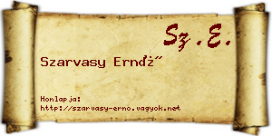 Szarvasy Ernő névjegykártya
